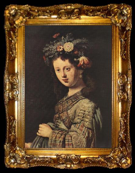 framed  REMBRANDT Harmenszoon van Rijn Saskia as Flora (detail) dh, ta009-2